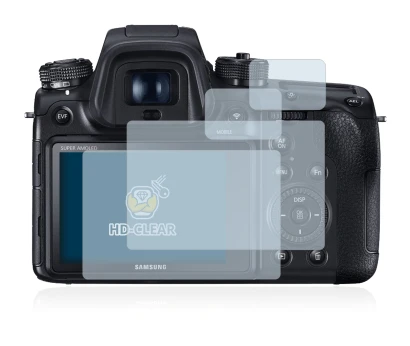Image of the device Samsung NX1 with a wide variety of screen protectors.