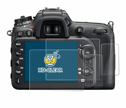 Image of the device Nikon D7200 with a wide variety of screen protectors.