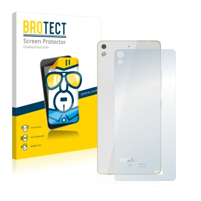 Front side of a product packaging with the brand logo BROTECT. Next to it is the device BLU Vivo Air (Back) shown with the cor
