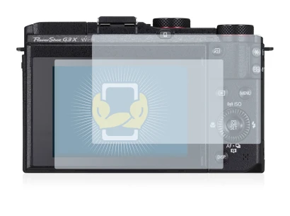 Image of the device Canon PowerShot G3 X with a wide variety of screen protectors.