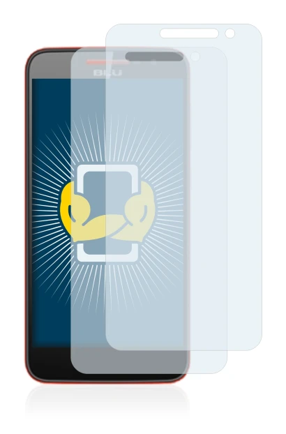 Image of the device BLU Studio C with a wide variety of screen protectors.