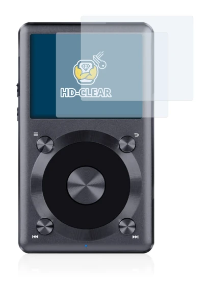 Image of the device FiiO X3 II with a wide variety of screen protectors.