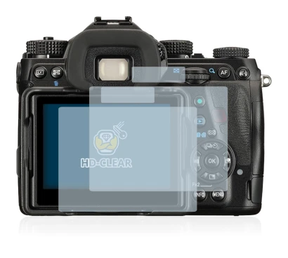 Image of the device Pentax K-1 with a wide variety of screen protectors.