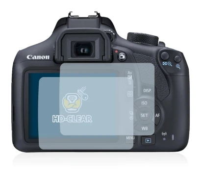 Image of the device Canon EOS 1300D with a wide variety of screen protectors.