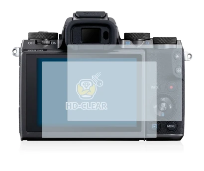 Image of the device Canon EOS M5 with a wide variety of screen protectors.