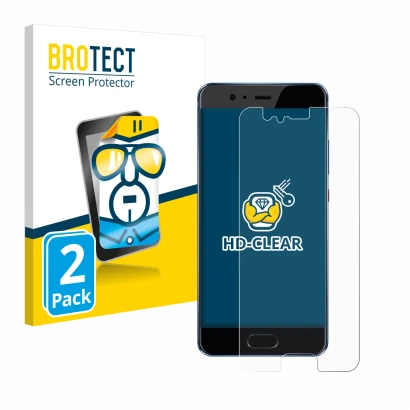 Front side of a product packaging with the brand logo BROTECT. Next to it is the device Huawei P10 shown with the correspondin