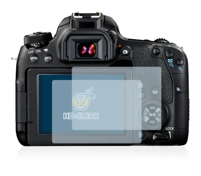 Image of the device Canon EOS 77D with a wide variety of screen protectors.