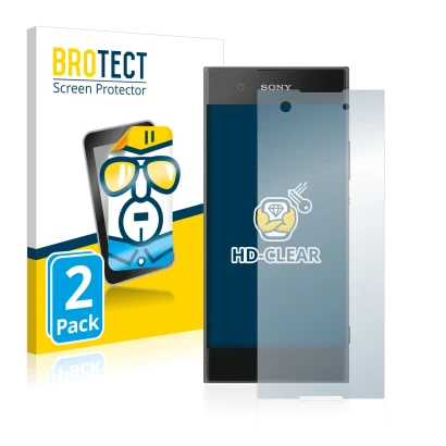Front side of a product packaging with the brand logo BROTECT. Next to it is the device Sony Xperia XA1 shown with the corresp