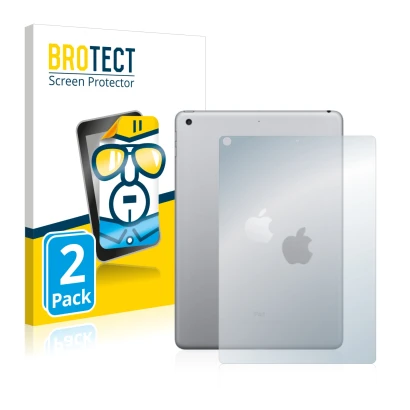 Front side of a product packaging with the brand logo BROTECT. Next to it is the device Apple iPad 9.7" 2017 (Back, 5th Gen.)