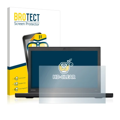 Front side of a product packaging with the brand logo BROTECT. Next to it is the device Lenovo ThinkPad X270 shown with the co
