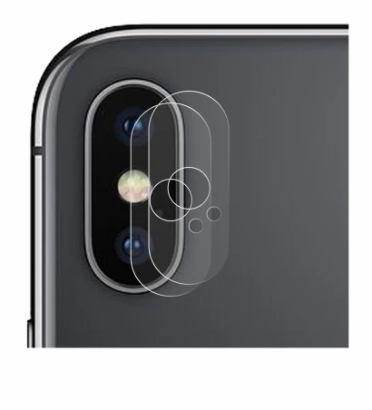 Image of the device Apple iPhone X (ONLY Camera Lens) with a wide variety of screen protectors.