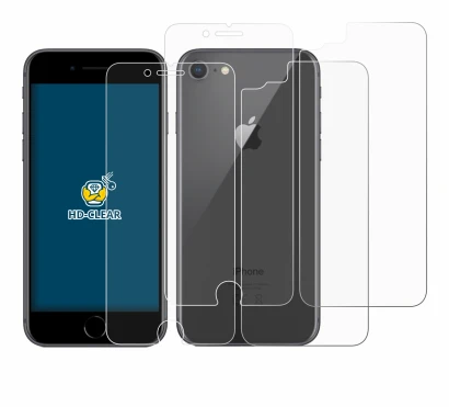 Image of the device Apple iPhone 8 (Front+Back) with a wide variety of screen protectors.