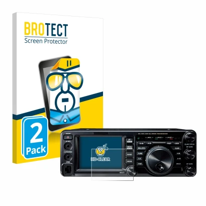 Front side of a product packaging with the brand logo BROTECT. Next to it is the device Yaesu FT-991A shown with the correspon