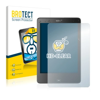Front side of a product packaging with the brand logo BROTECT. Next to it is the device Tolino Epos shown with the correspondi