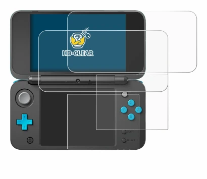 Image of the device New Nintendo 2DS XL with a wide variety of screen protectors.