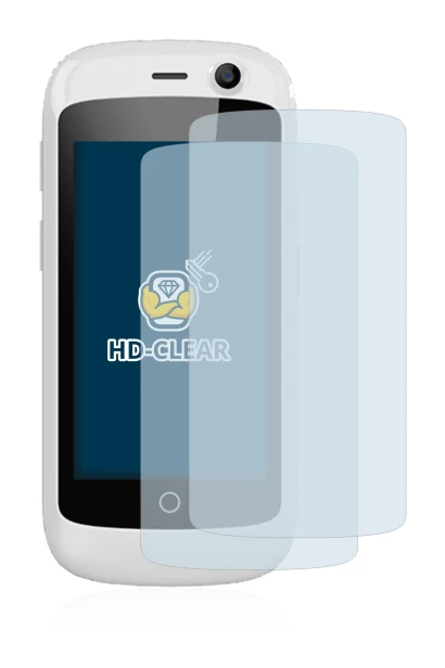Image of the device Unihertz Jelly Pro with a wide variety of screen protectors.
