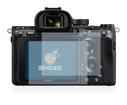 Image of the device Sony Alpha 7R III with a wide variety of screen protectors.
