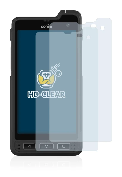 Image of the device Sonim XP8 with a wide variety of screen protectors.