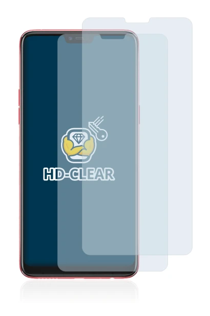 Image of the device Oppo F7 with a wide variety of screen protectors.