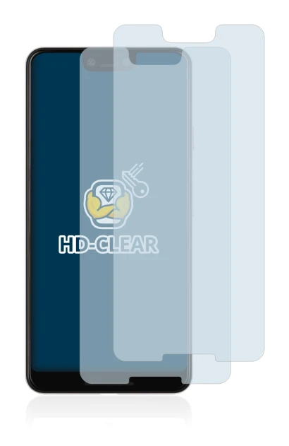 Image of the device Google Pixel 3 XL with a wide variety of screen protectors.