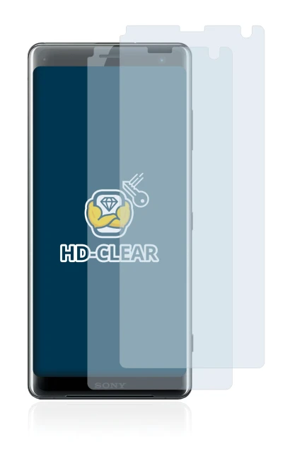 Image of the device Sony Xperia XZ3 with a wide variety of screen protectors.