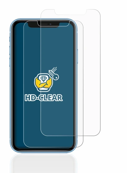 Image of the device Apple iPhone XR with a wide variety of screen protectors.