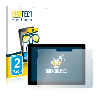 Front side of a product packaging with the brand logo BROTECT. Next to it is the device Microsoft Surface Go (1st Gen.) shown 