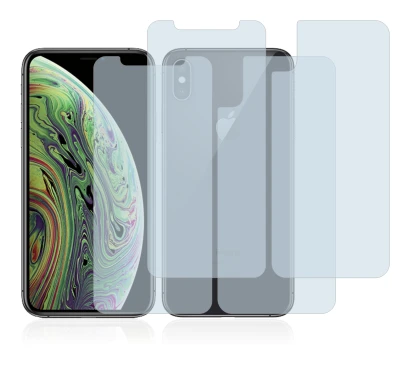 Image of the device Apple iPhone Xs (Front+Back) with a wide variety of screen protectors.