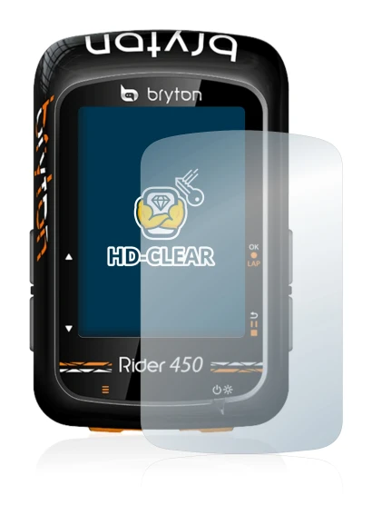 Image of the device Bryton Rider 450 with a wide variety of screen protectors.