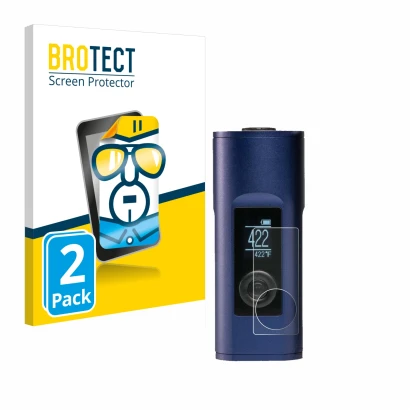 Front side of a product packaging with the brand logo BROTECT. Next to it is the device Arizer Solo 2 shown with the correspon
