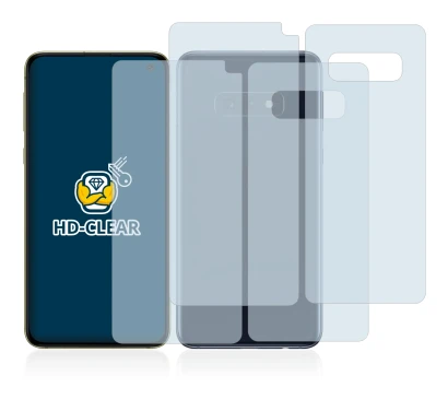 Image of the device Samsung Galaxy S10e (Front+Back) with a wide variety of screen protectors.