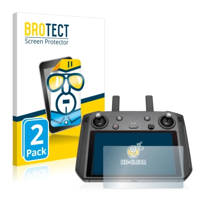 Front side of a product packaging with the brand logo BROTECT. Next to it is the device DJI Smart Controller shown with the co