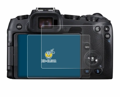 Image of the device Canon EOS RP with a wide variety of screen protectors.