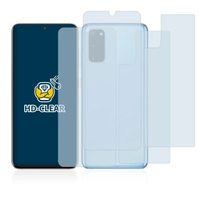 Image of the device Samsung Galaxy S20 (Front+Back) with a wide variety of screen protectors.