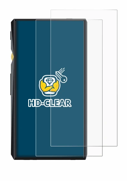 Image of the device FiiO M11 Pro with a wide variety of screen protectors.