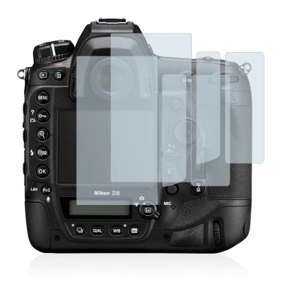 Image of the device Nikon D6 with a wide variety of screen protectors.
