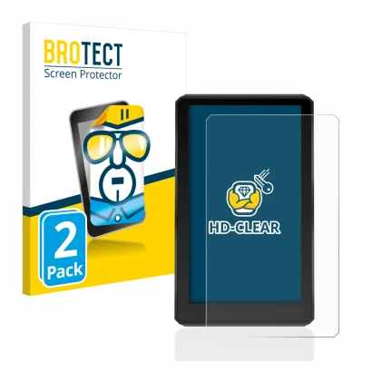 Front side of a product packaging with the brand logo BROTECT. Next to it is the device Garmin zumo XT shown with the correspo