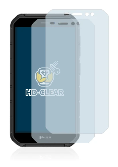 Image of the device Ulefone Armor X7 with a wide variety of screen protectors.