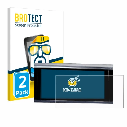 Front side of a product packaging with the brand logo BROTECT. Next to it is the device Audi A6 2018 MMI Navigation Plus 10.1"