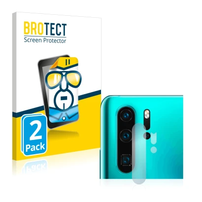 Front side of a product packaging with the brand logo BROTECT. Next to it is the device Huawei P30 Pro New Edition (ONLY Camer