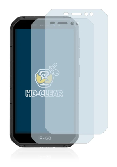 Image of the device Ulefone Armor X7 Pro with a wide variety of screen protectors.