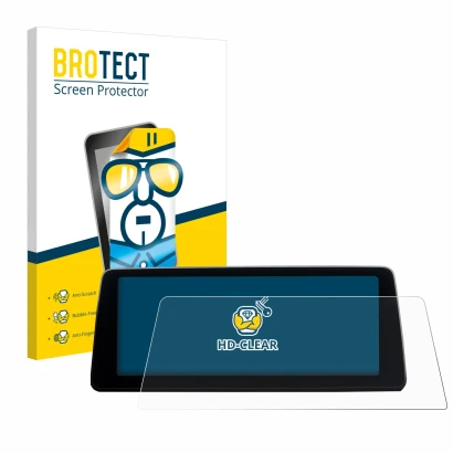 Front side of a product packaging with the brand logo BROTECT. Next to it is the device BMW 7 G11 2016-2018 Infotainment Syste
