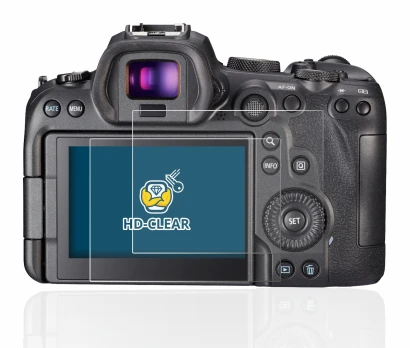Image of the device Canon EOS R6 with a wide variety of screen protectors.