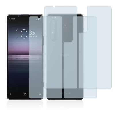 Image of the device Sony Xperia 1 II (Front+Back) with a wide variety of screen protectors.