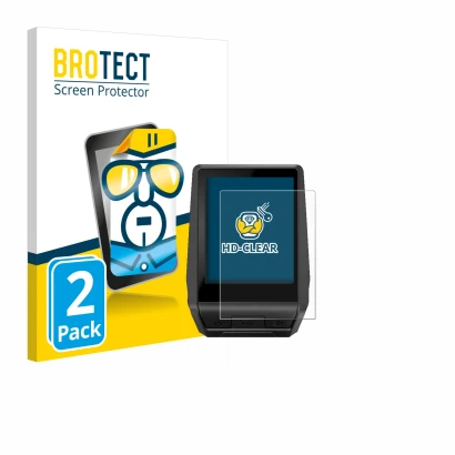Front side of a product packaging with the brand logo BROTECT. Next to it is the device Bosch Nyon 2020 shown with the corresp