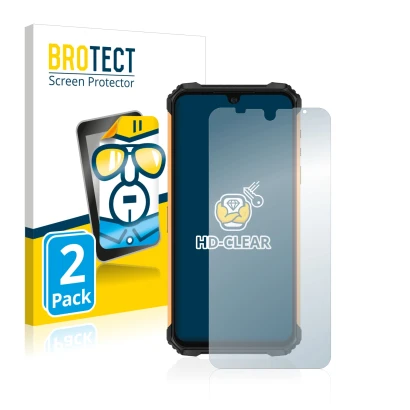 Front side of a product packaging with the brand logo BROTECT. Next to it is the device Ulefone Armor 8 shown with the corresp