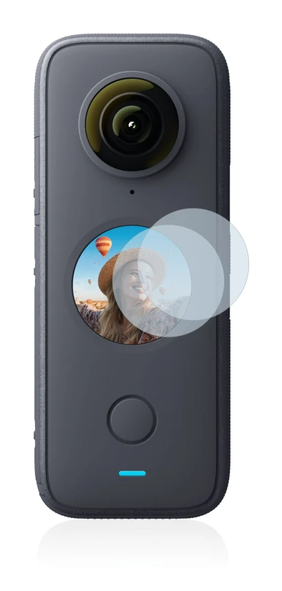 Image of the device Insta360 One X2 with a wide variety of screen protectors.