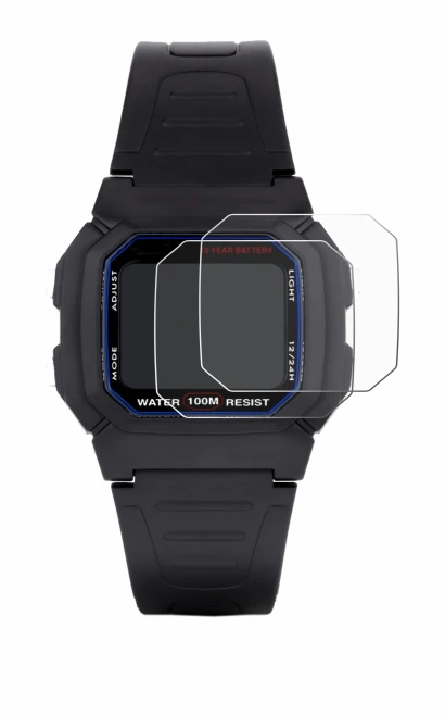 Image of the device Casio W-800H-1AVES with a wide variety of screen protectors.