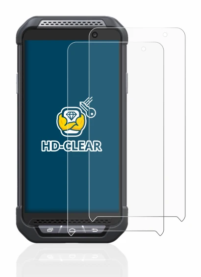 Image of the device Point Mobile PM85 with a wide variety of screen protectors.