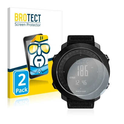 Front side of a product packaging with the brand logo BROTECT. Next to it is the device North Edge Apache shown with the corre